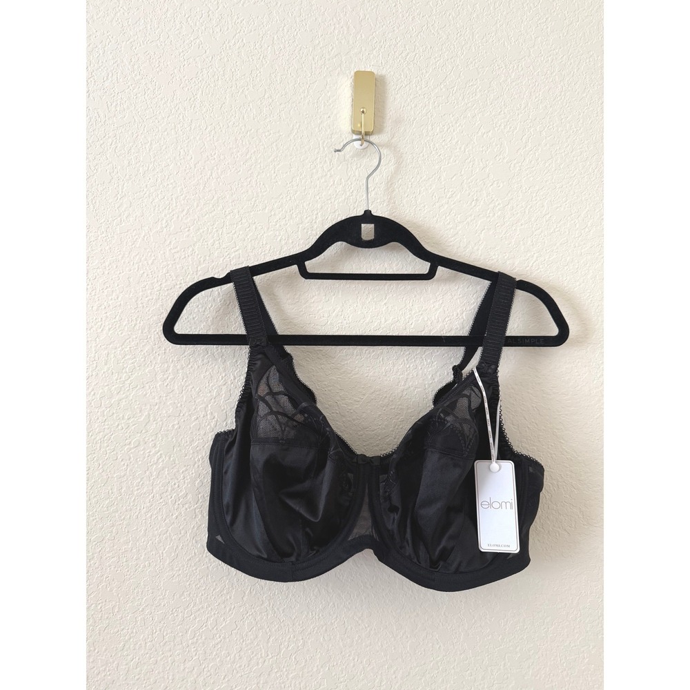 NWT Elomi Cate Full Coverage Support Underwire Lace Black Bra Size 38DD